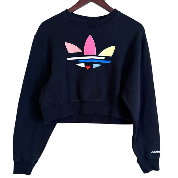 adidas Originals Tops - Adidas Originals Adicolor Bold Cropped Sweatshirt In Black Medium